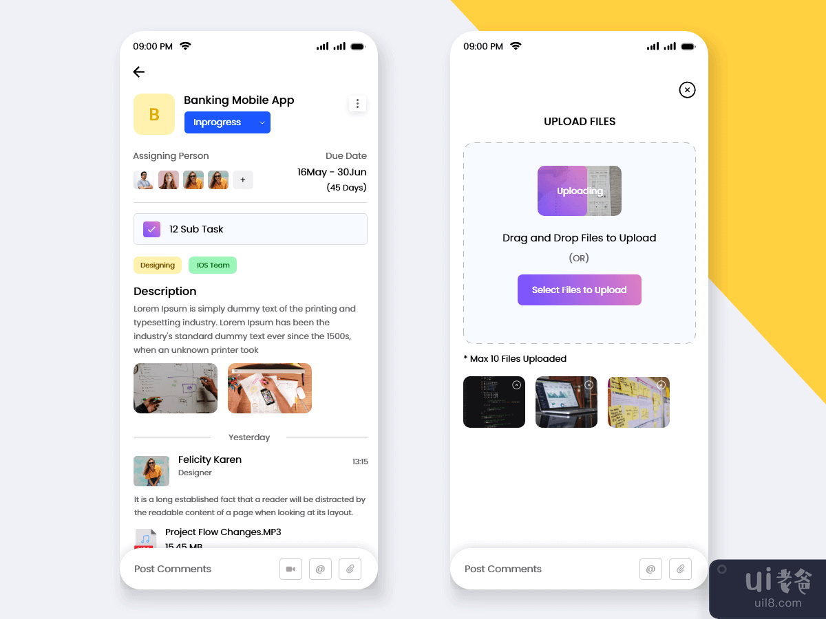 任务和项目管理移动应用程序 UI 套件(Task and Project Management Mobile App UI Kit)插图