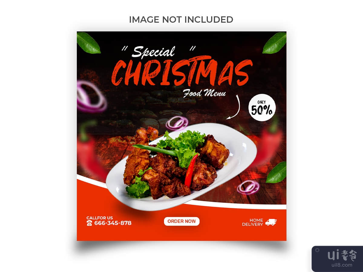Christmas social media post for restuarant menu template