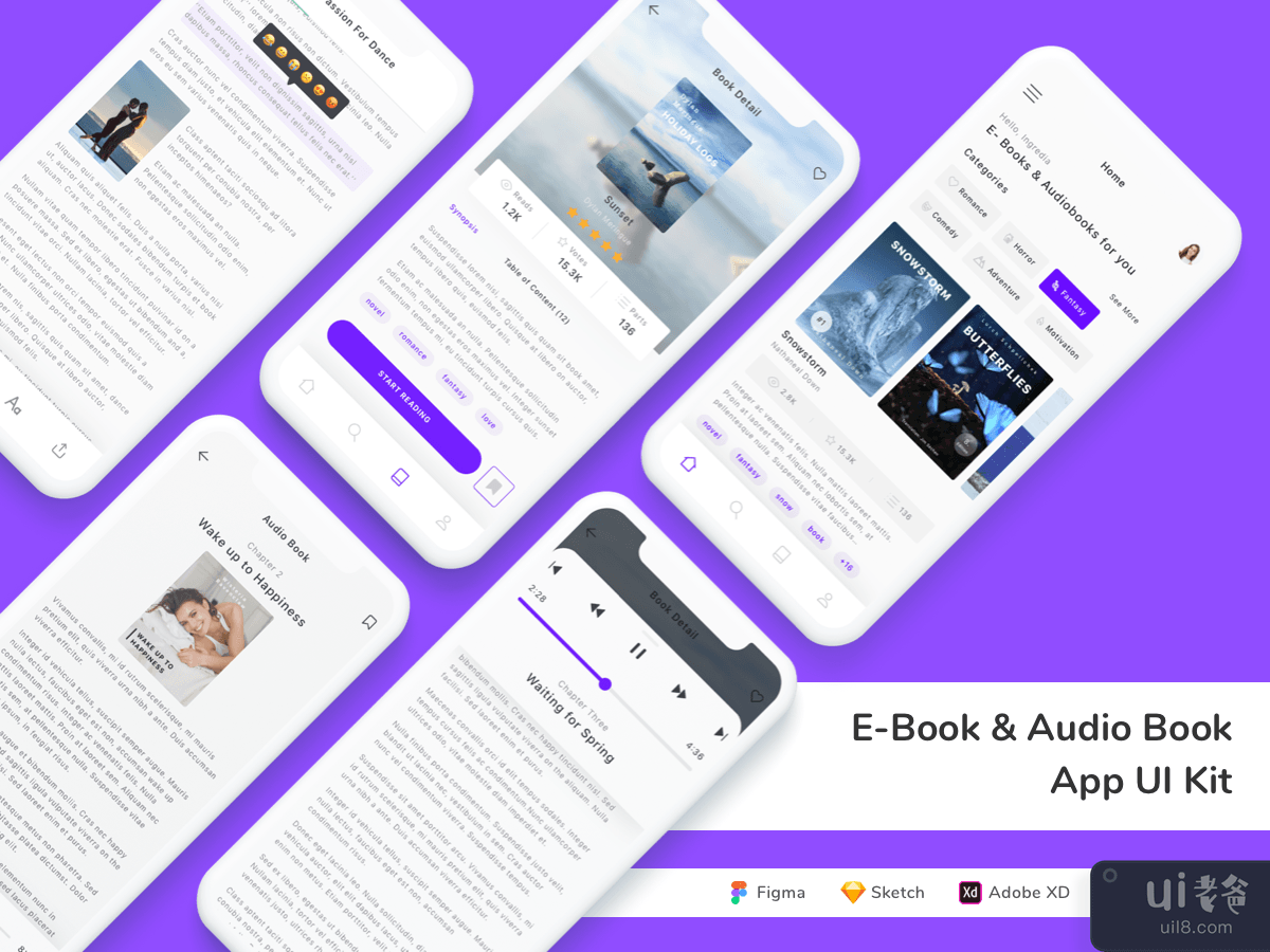 E-Book & Audio Book App UI Kit