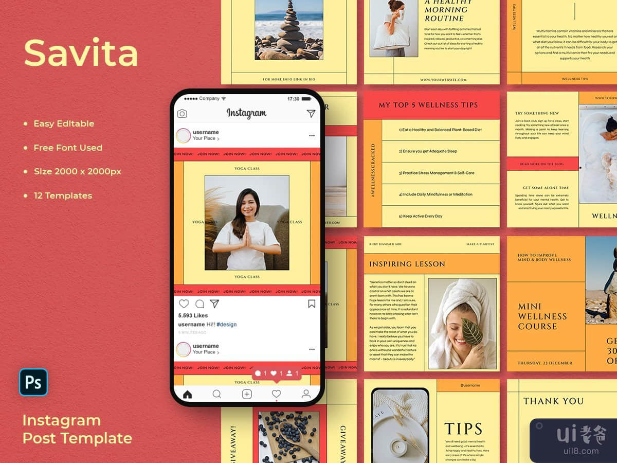 Savita - Wellness Social Media Post Template
