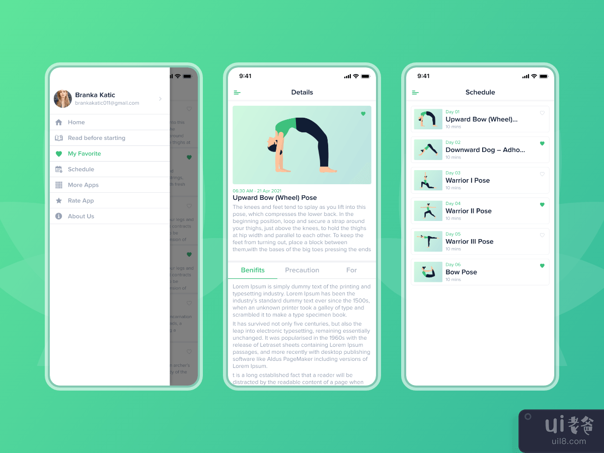 瑜伽移动应用程序 UI 套件(Yoga Mobile App UI Kit)插图1
