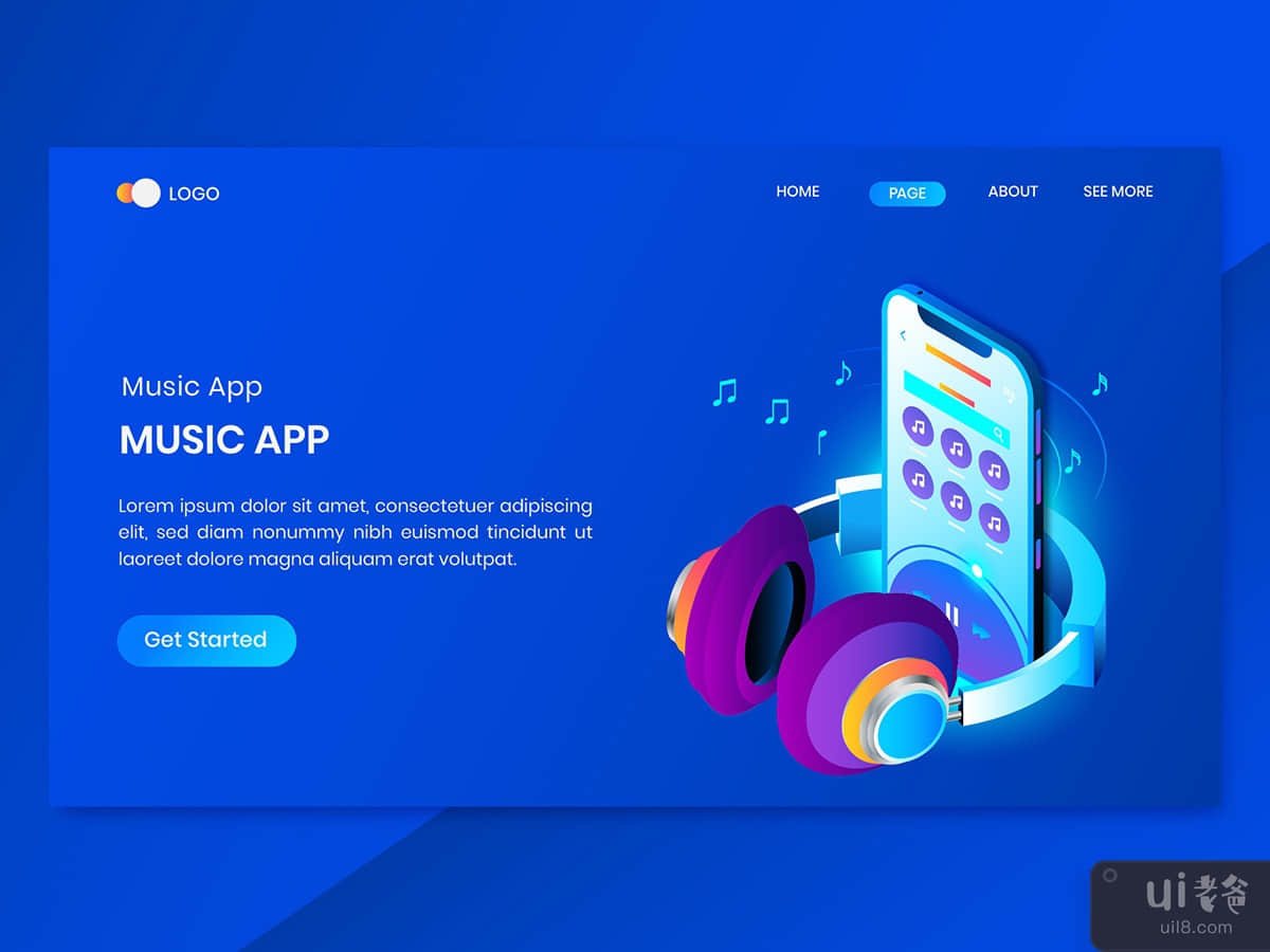 Mobile Isometric Concept Landing Page