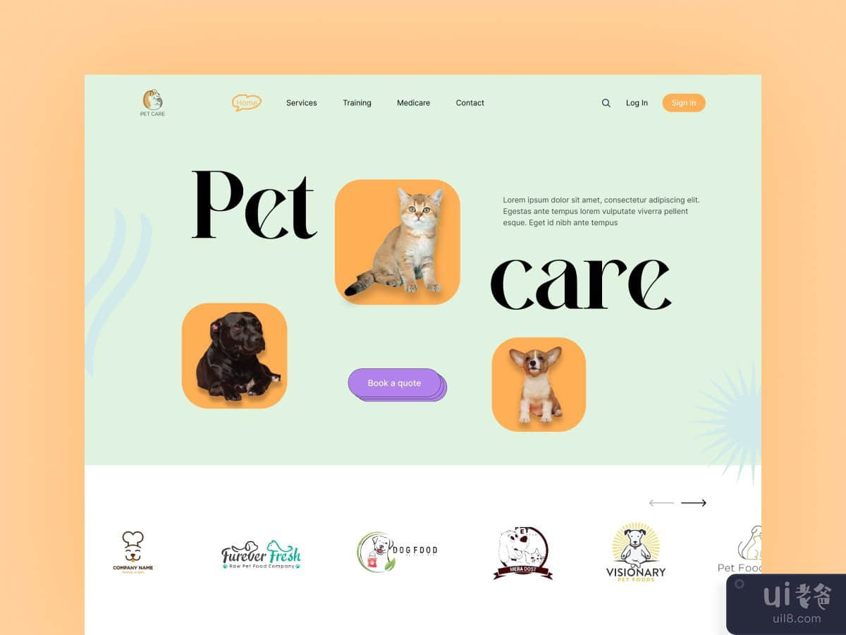 宠物护理登陆页面(Pet Care Landing Page)插图