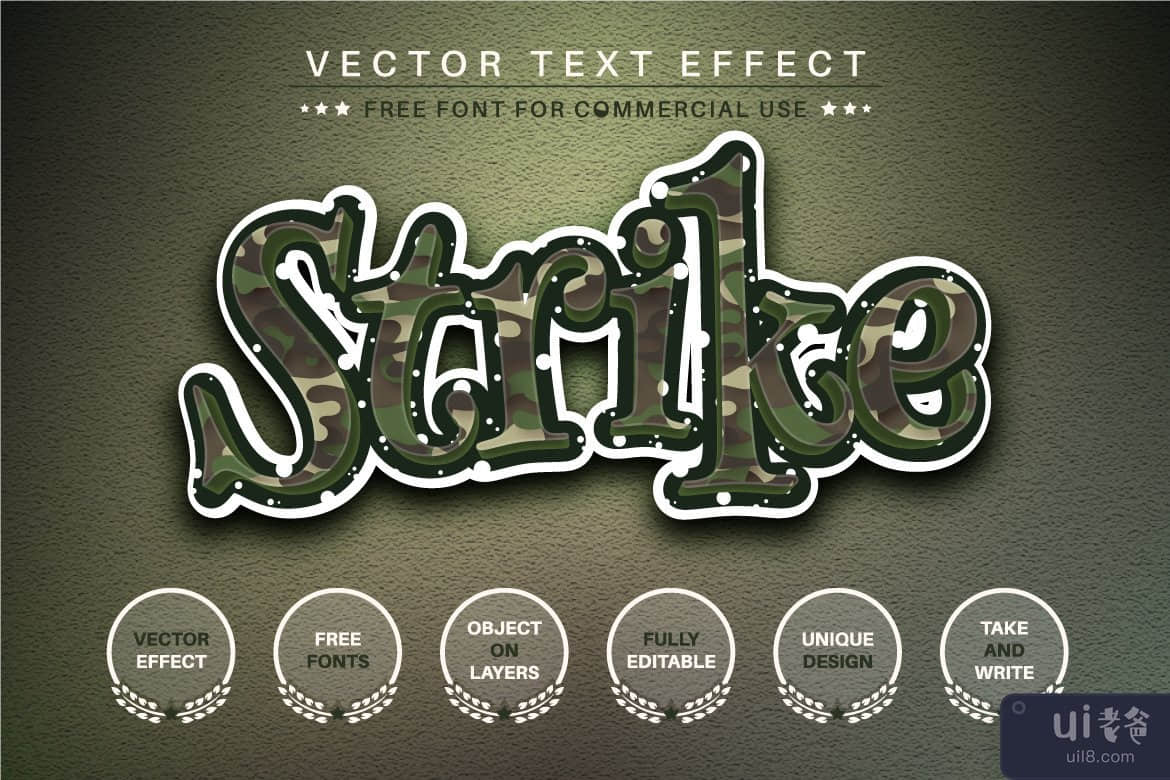 战争 - 可编辑的文字效果，字体样式(War - Editable Text Effect, Font Style)插图
