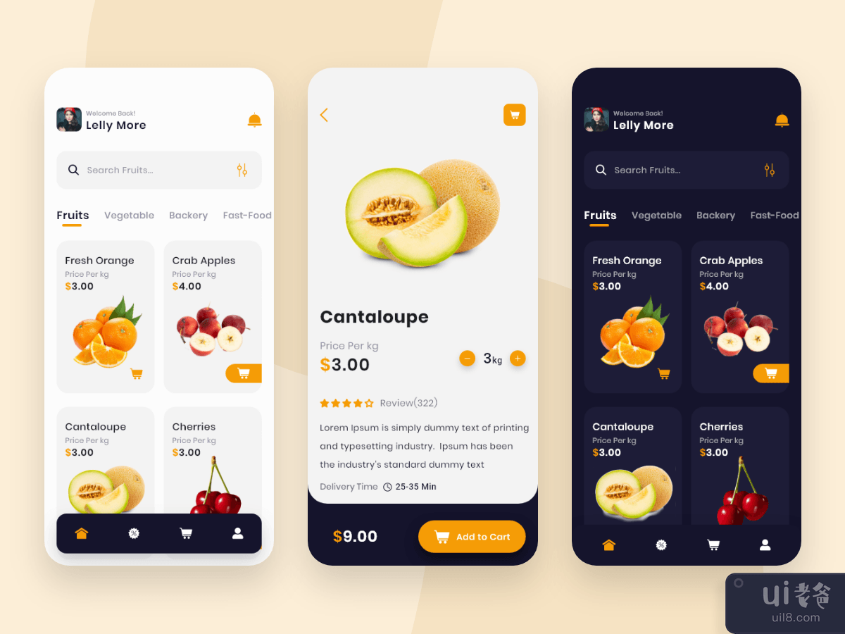 水果和杂货应用程序用户界面(Fruits & Grocery  App UI)插图