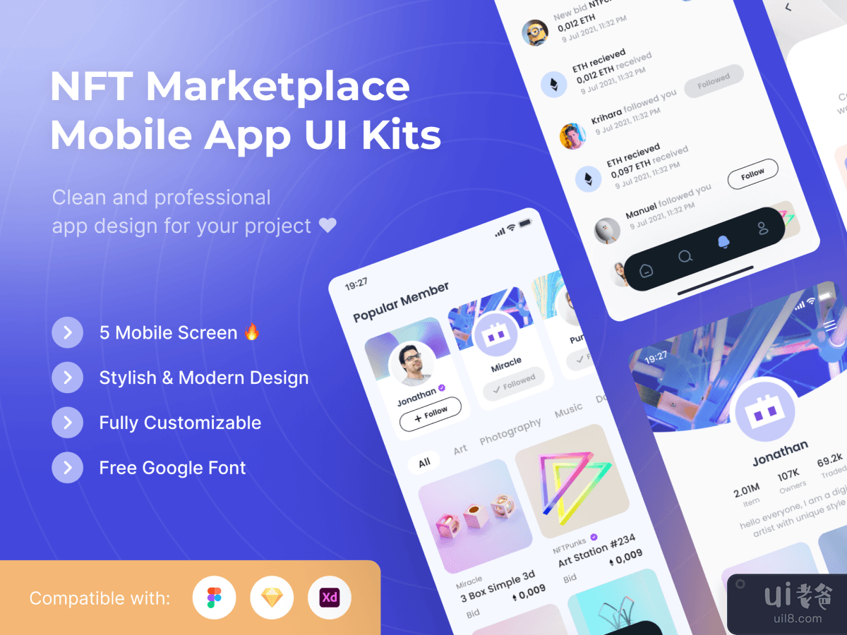 NFT Marketplace Mobile App UI Kits Template