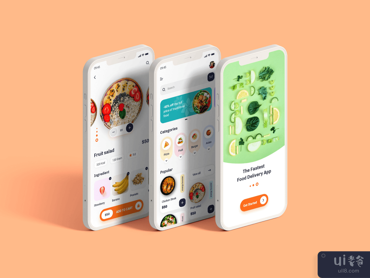 送餐应用程序屏幕(Food Delivery App Screen)插图1