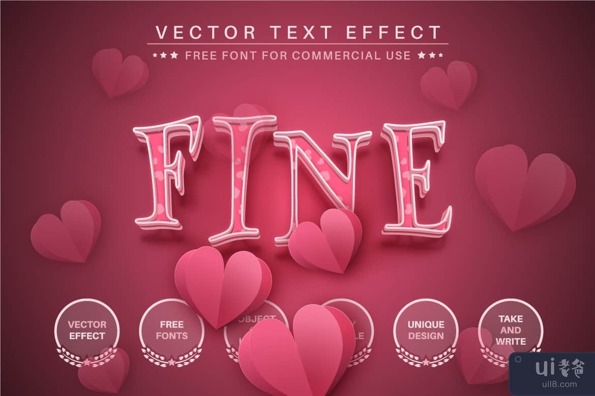 爱心 - 可编辑的文字效果，字体样式(Love Heart - Editable Text Effect, Font Style)插图2