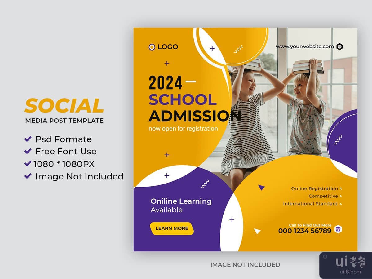 School admission social media post and banner template