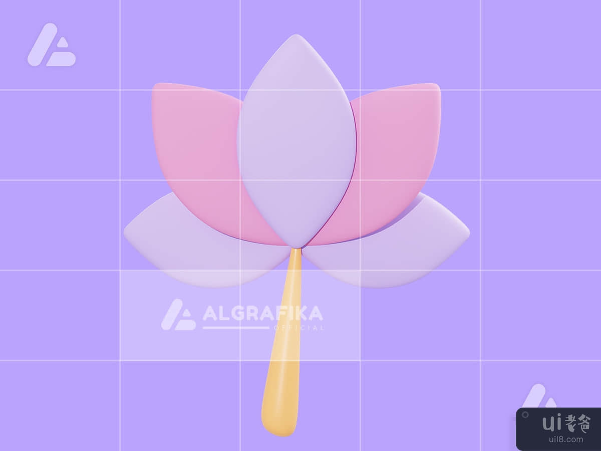3d illustration lotus flower object