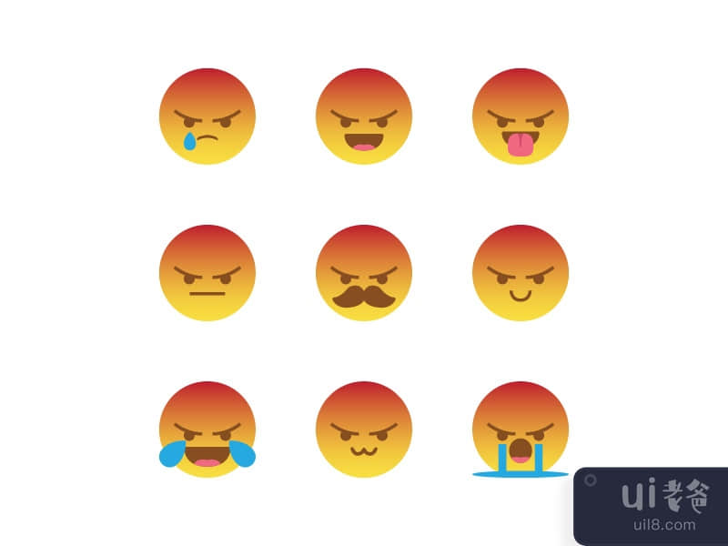 Angry rage mad reaction meme compilation icon set vector