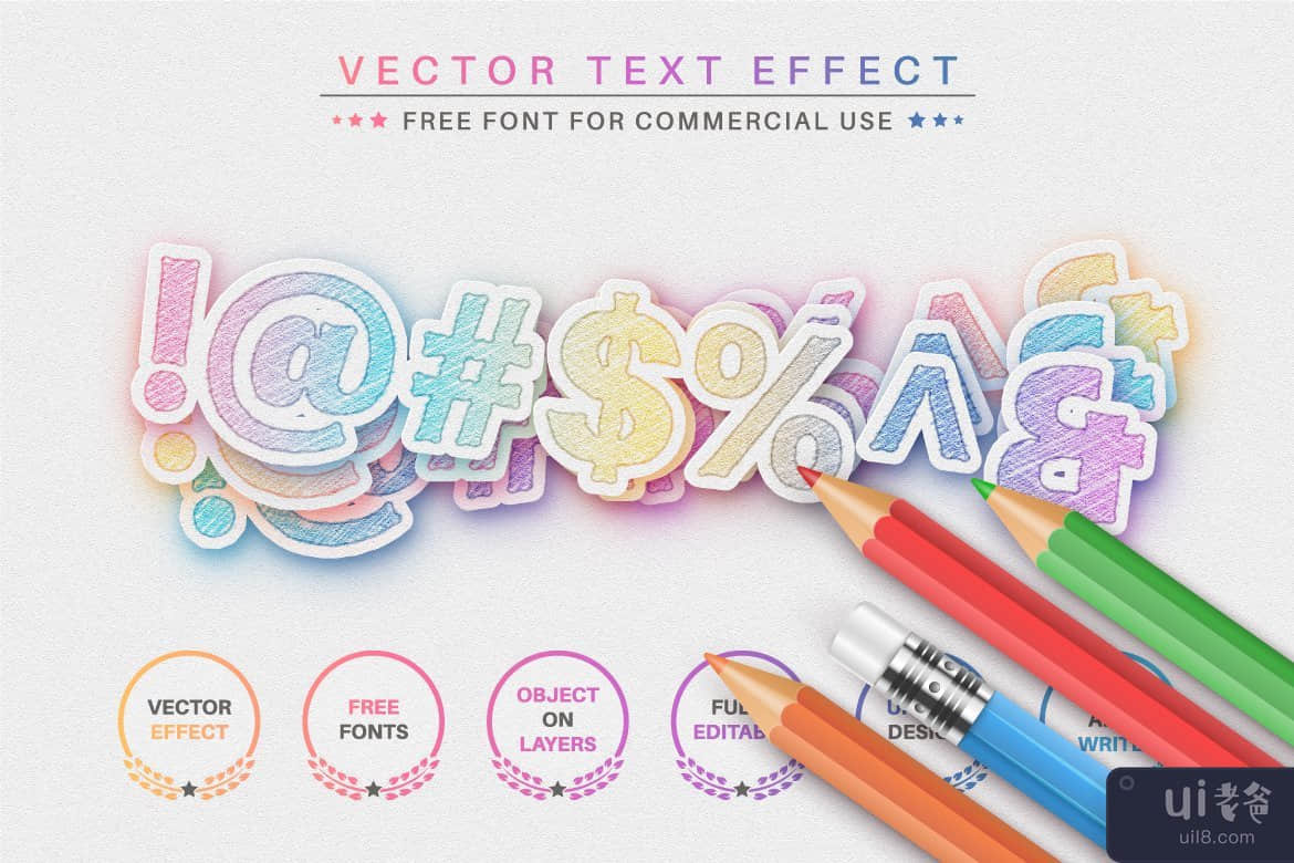 独角兽贴纸 - 可编辑的文字效果，字体样式(Unicorn Sticker - Editable Text Effect, Font Style)插图1