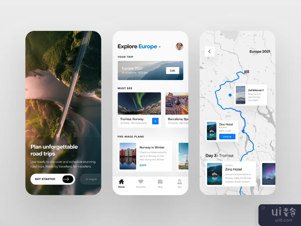 Road Trip Planner App UI Kits