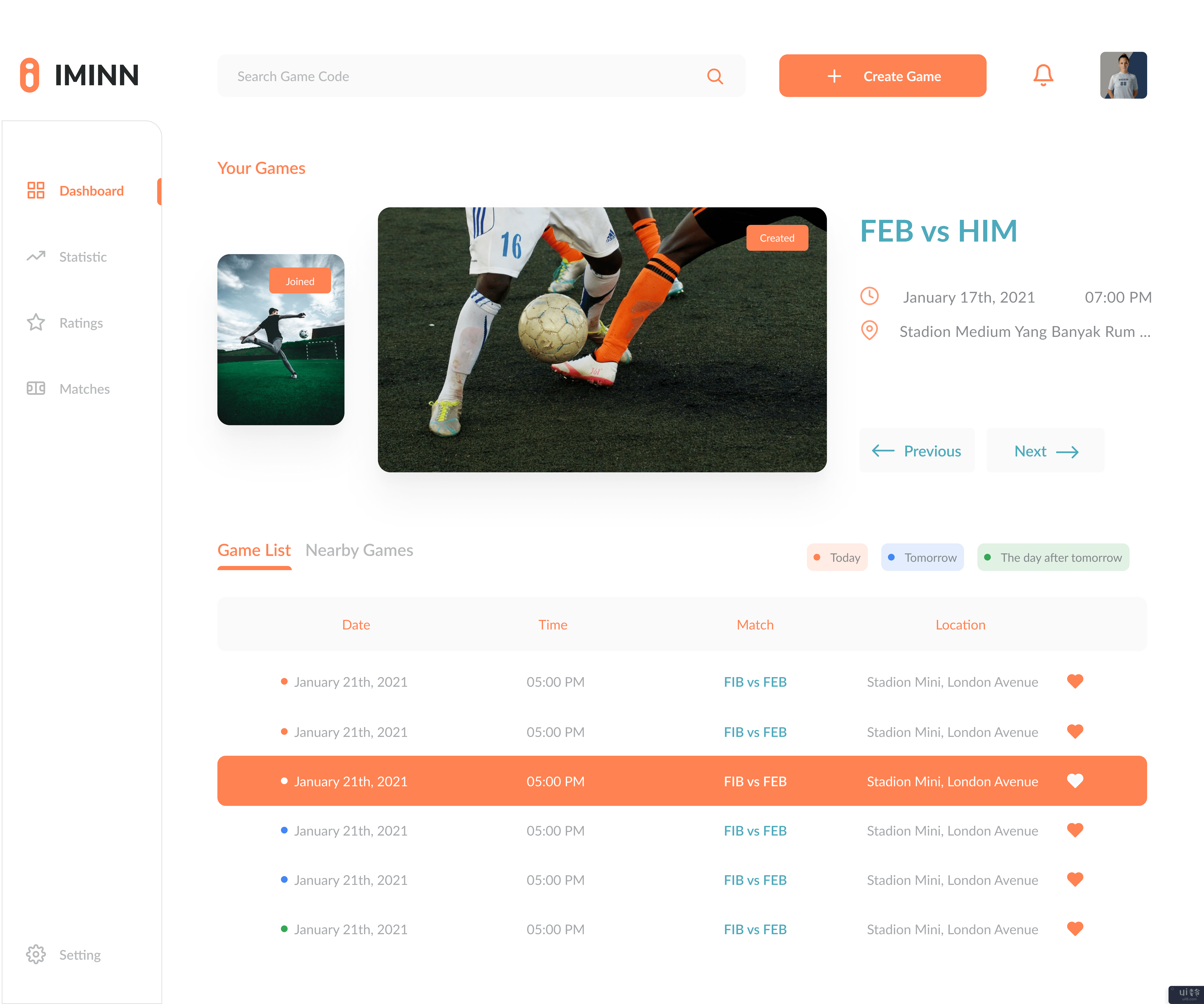 ⚽ Sports Web UI - 仪表板(⚽ Sports Web Ui - Dashboard)插图