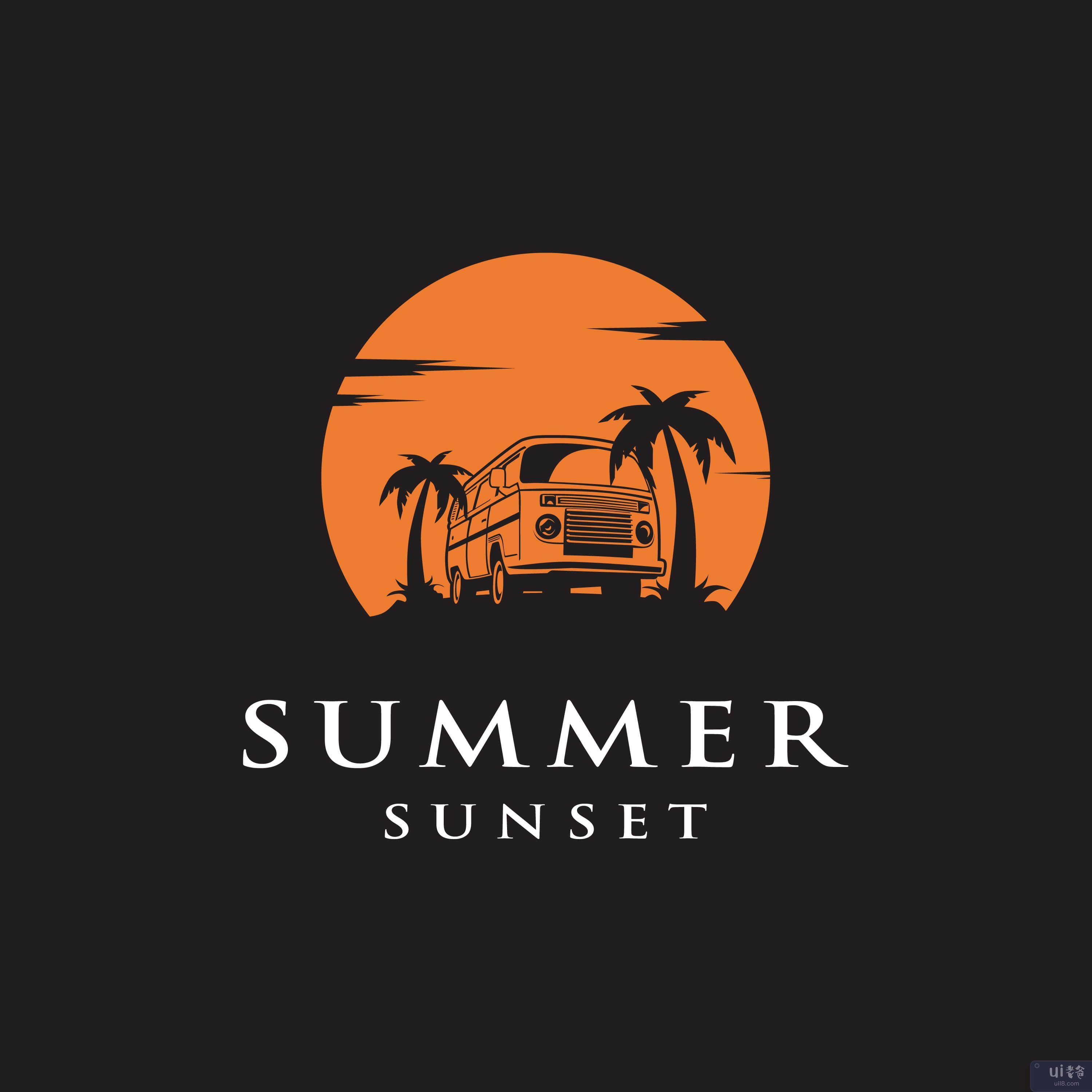 夏季汽车标志(Summer car logo)插图