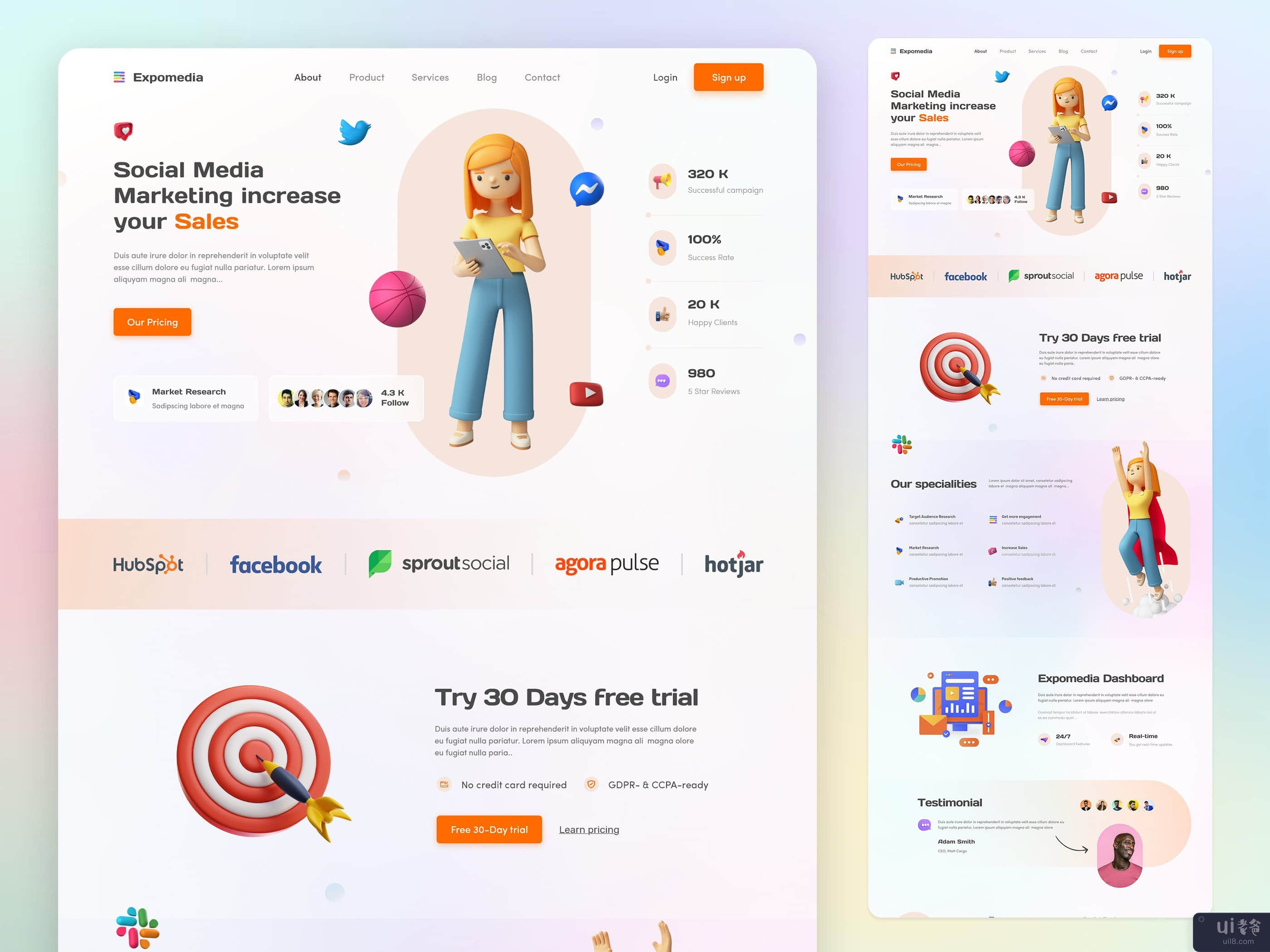 社交媒体营销网页模板(Social Media Marketing Web Template)插图1