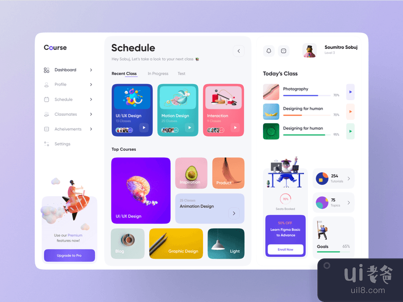 Course Dashboard UI Exploration 🔥❤️