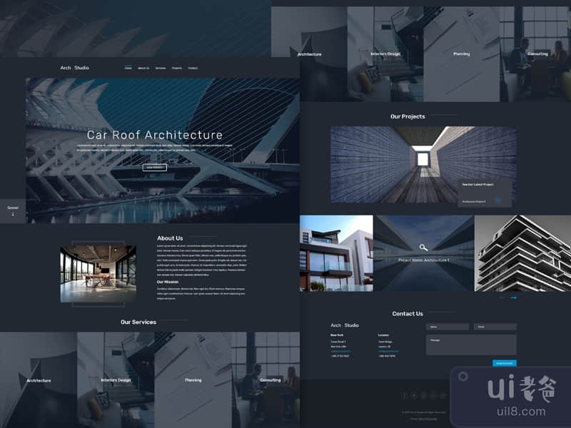 Arch Studio-One Page Architecture PSD Template