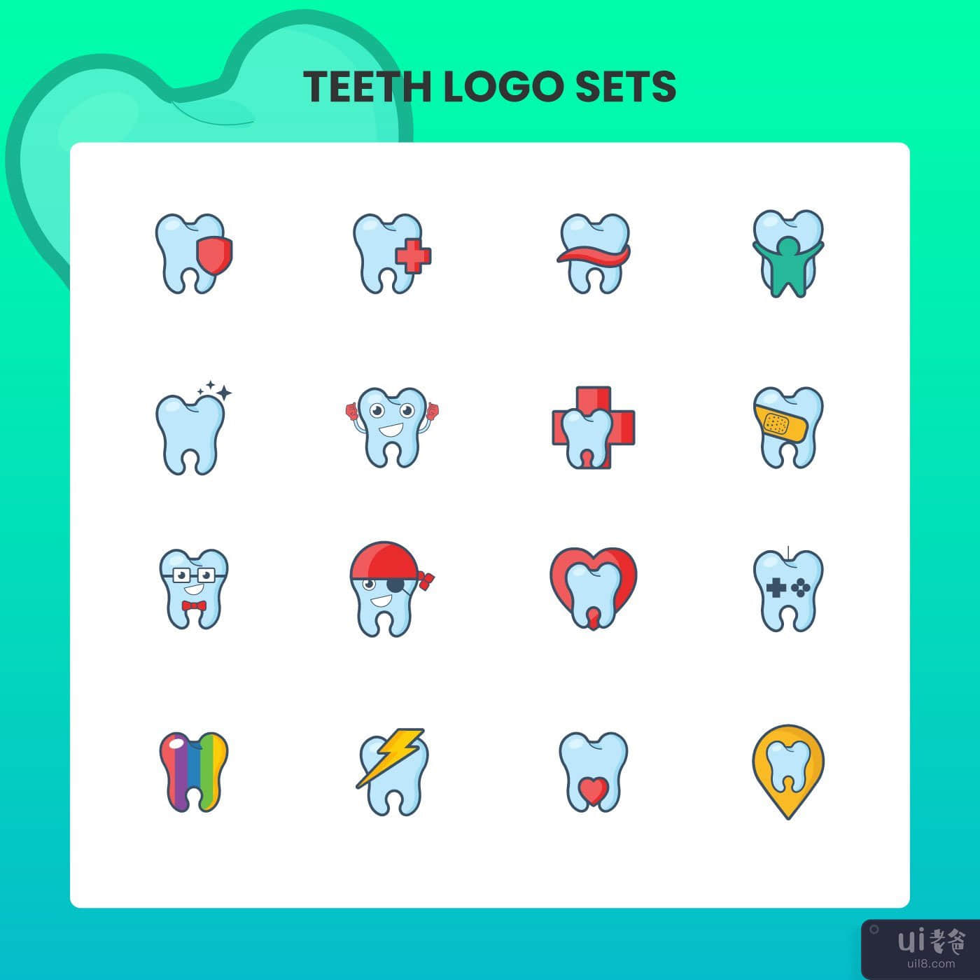 牙齿标志集(Teeth logo sets)插图1