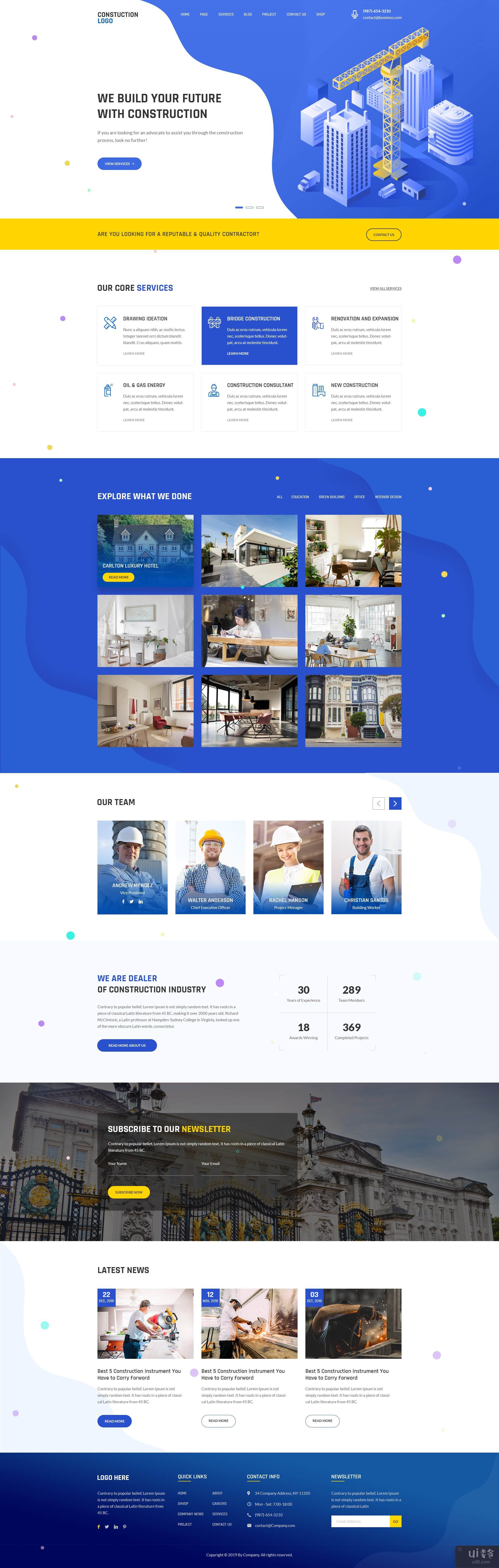 建筑业和房地产业务网页模板(Construction industry & real estate business web template)插图
