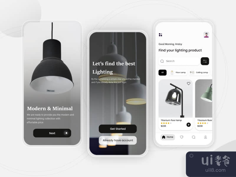 照明商店应用概念(Lighting Store App Concept)插图