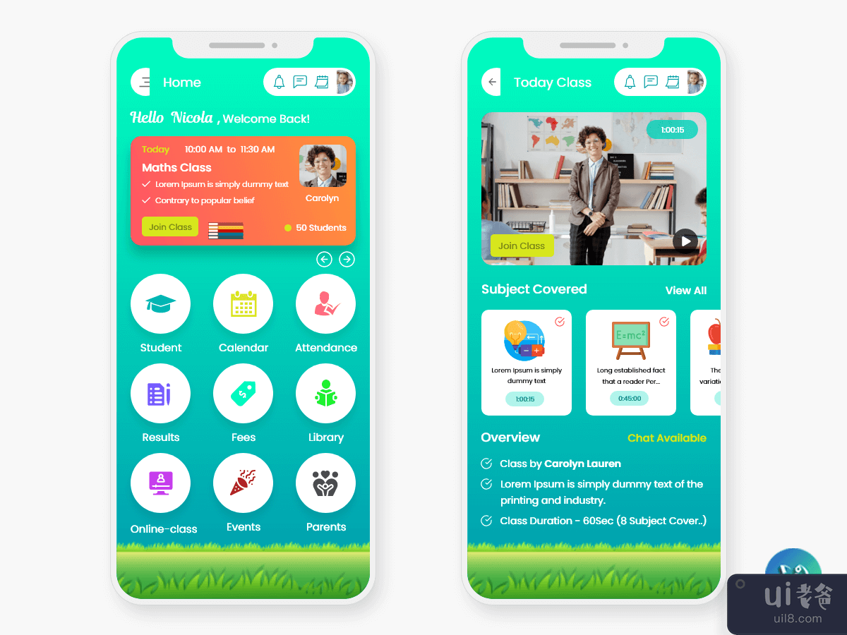 在线学校教育移动应用程序 UI 套件(Online School Education Mobile App UI Kit)插图2