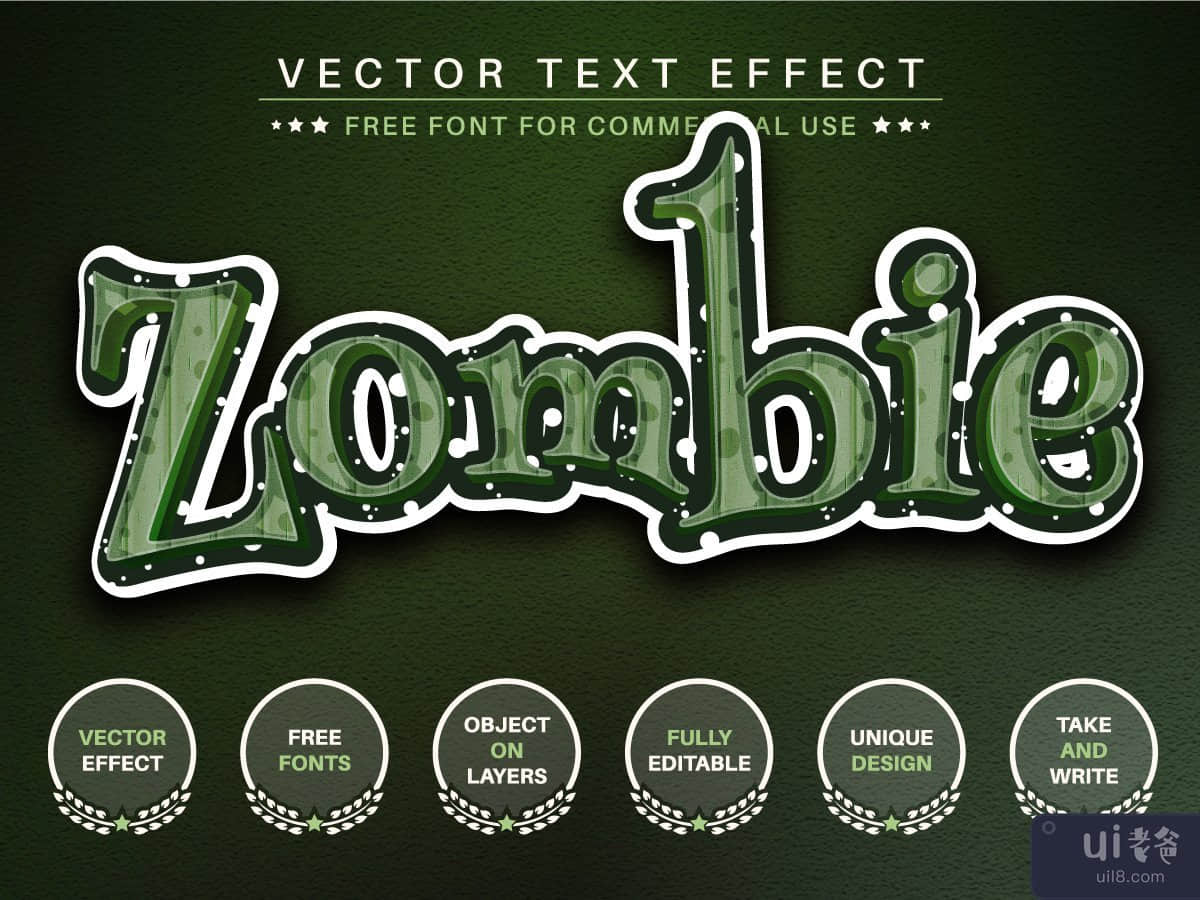 Zombie Sticker -  Editable Text Effect, Font Style
