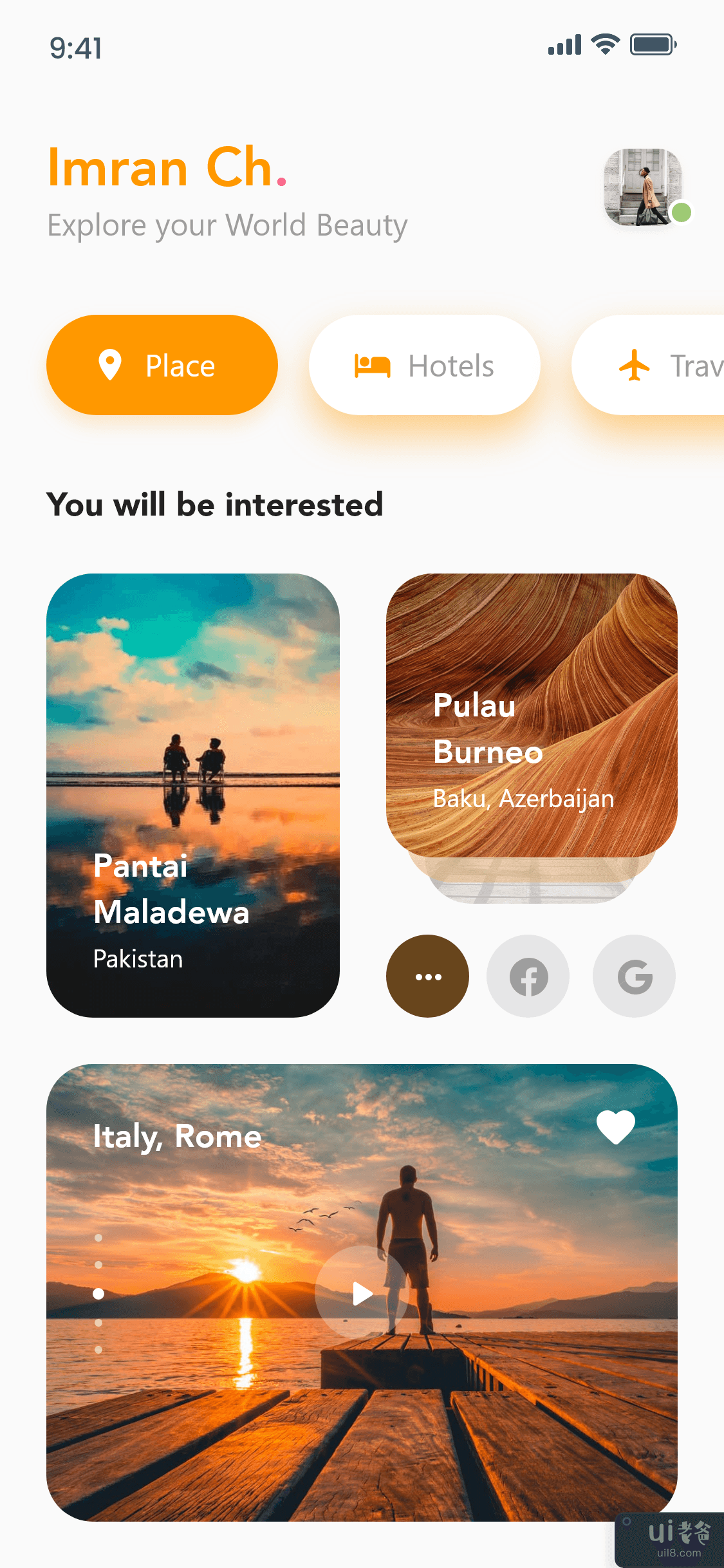 旅游应用-旅游应用 UI 设计理念(Travel App - Travel App UI Design Concept)插图1