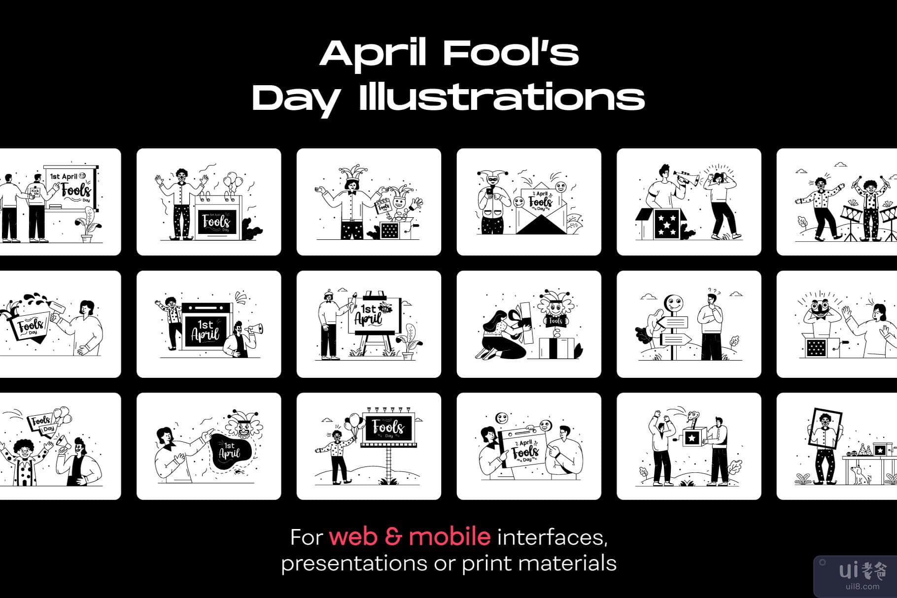 月 25 日愚人节插图(25 April Fool’s Day Illustrations)插图6