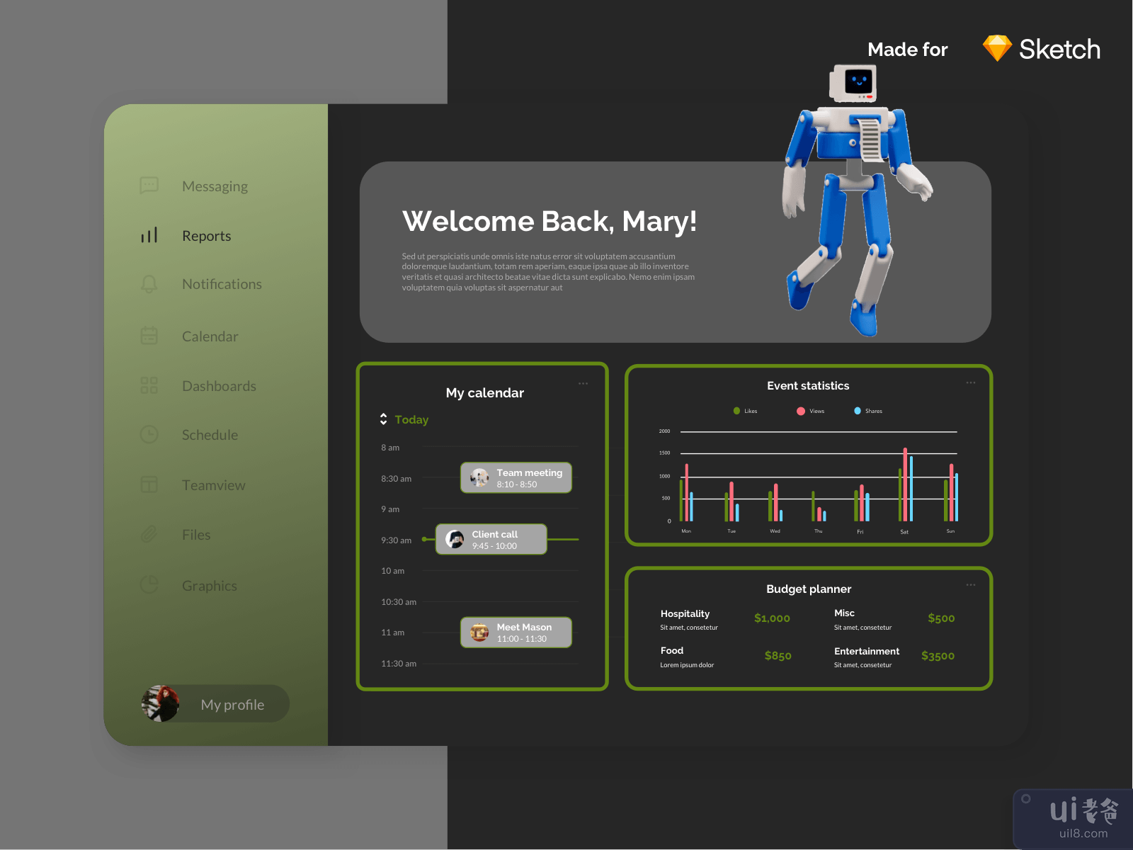 Event Management Dashboard Dark Mode