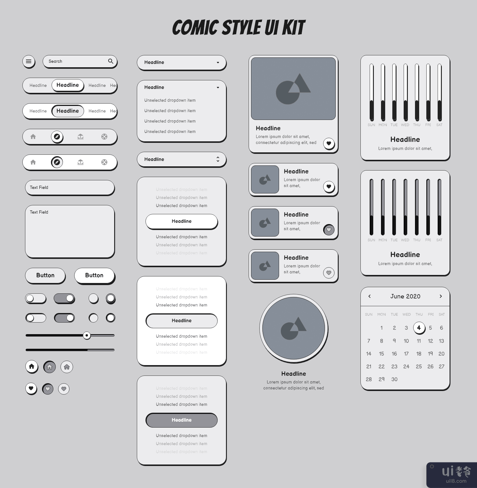 漫画风格的 UI 套件(Comic Style Ui Kit)插图