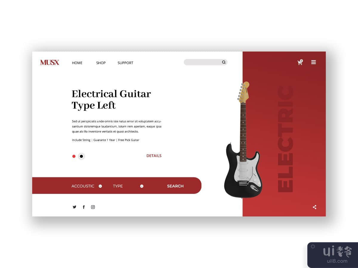 Electric Guitar Hero Header Template