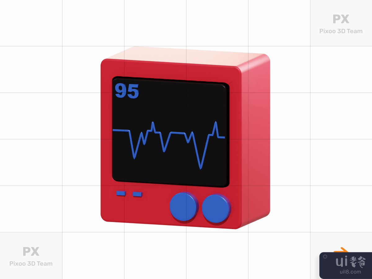3D Medical Icons Pack - ECG Machine