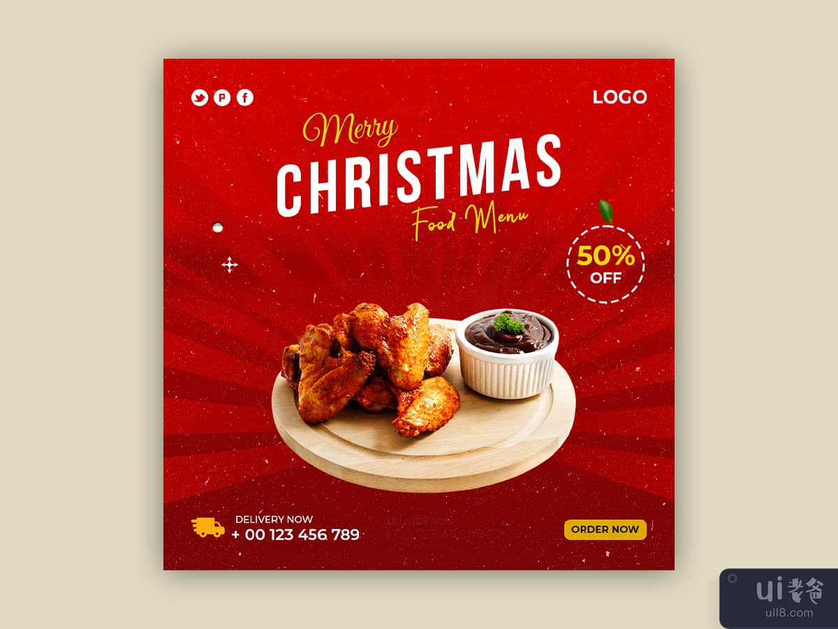 Christmas food social media post and banner template
