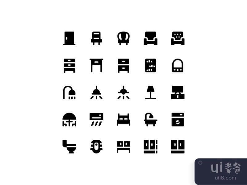 Furniture icon set vector isolated