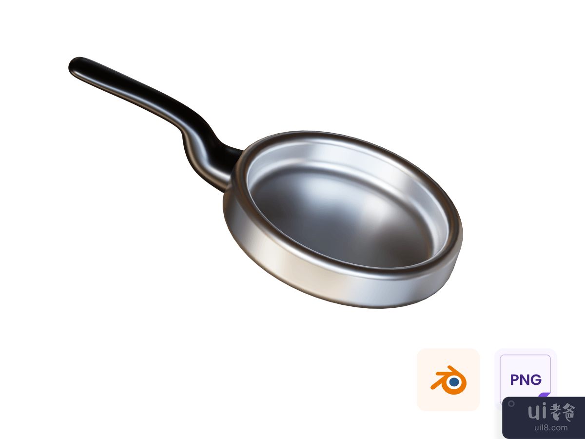 Frying Pan with Handle 3D Icon