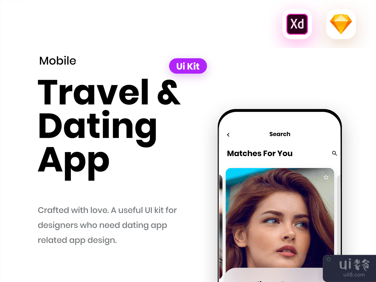 旅行和约会应用程序 - 移动 UI 套件(Travel & Dating App - Mobile UI KIT)插图4