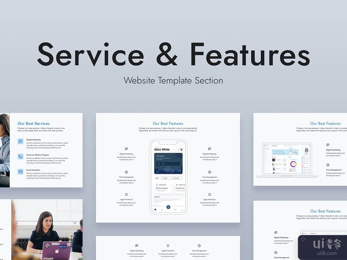 Web Service and Features Section Template