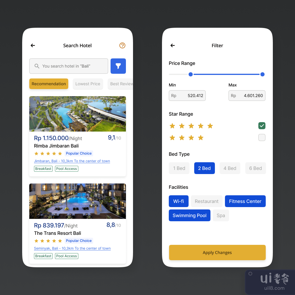 酒店预订应用程序 - UI/UX(Hotel Booking App - UI/UX)插图2