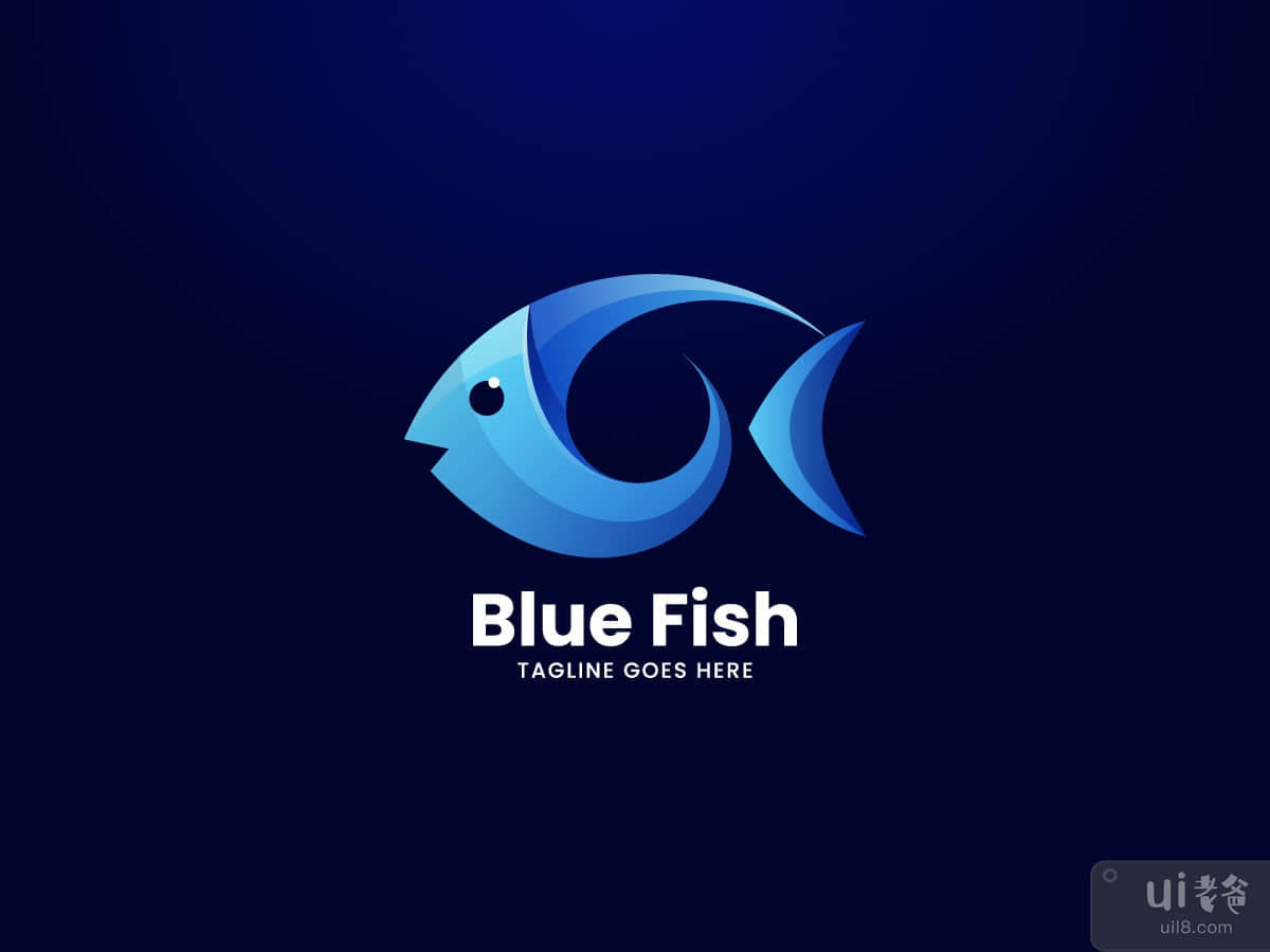 Blue fish logo design template