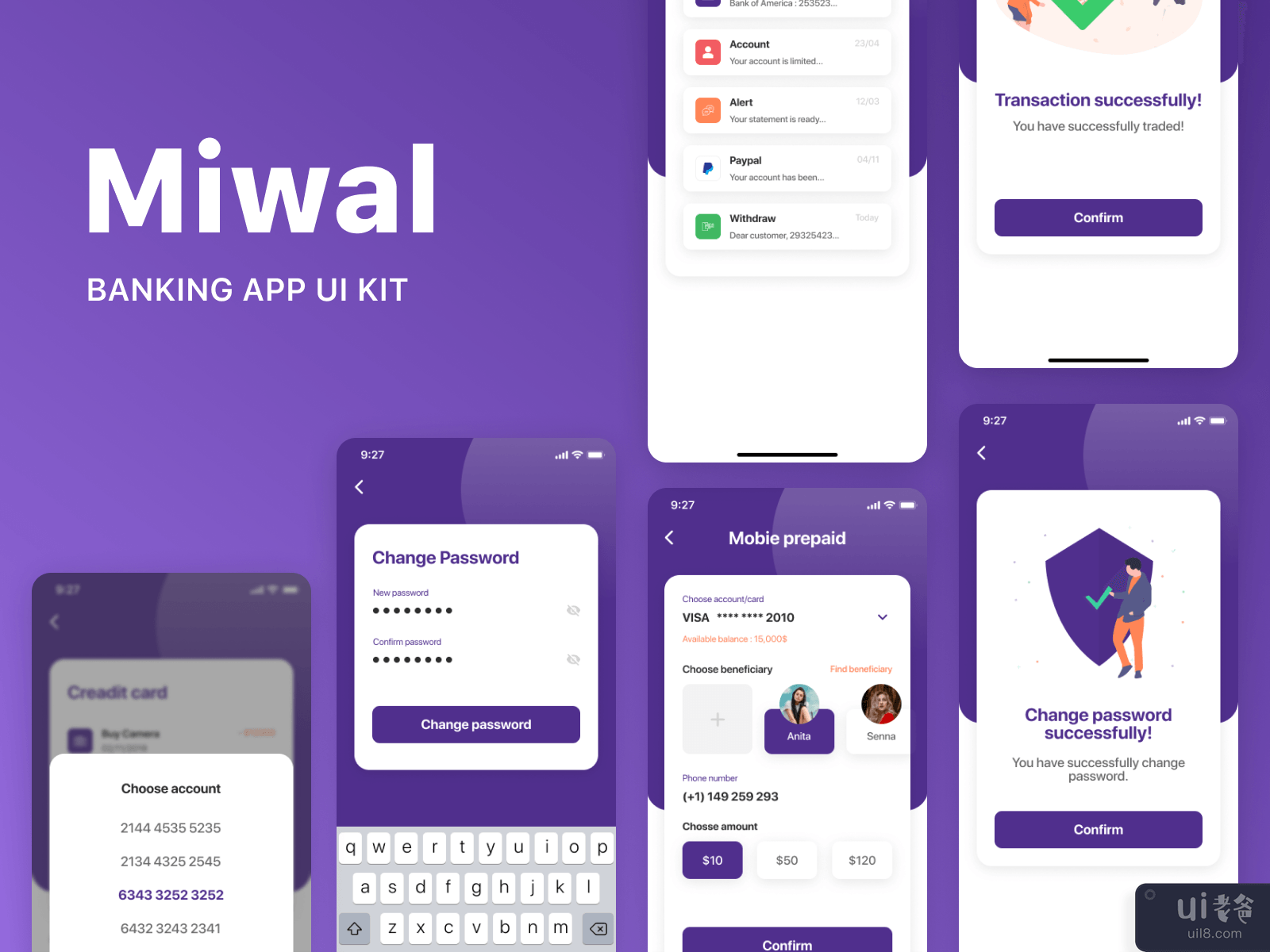 Miwal - Banking App UI Kit (Part 6)