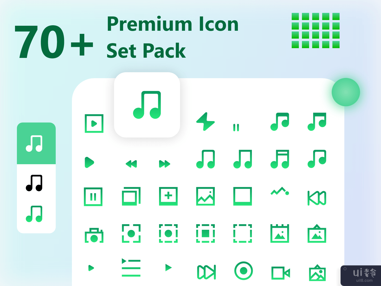 高级图标集包 v7-音乐图标集包(Premium Icon Set Pack v7- Music Icon Set Pack)插图