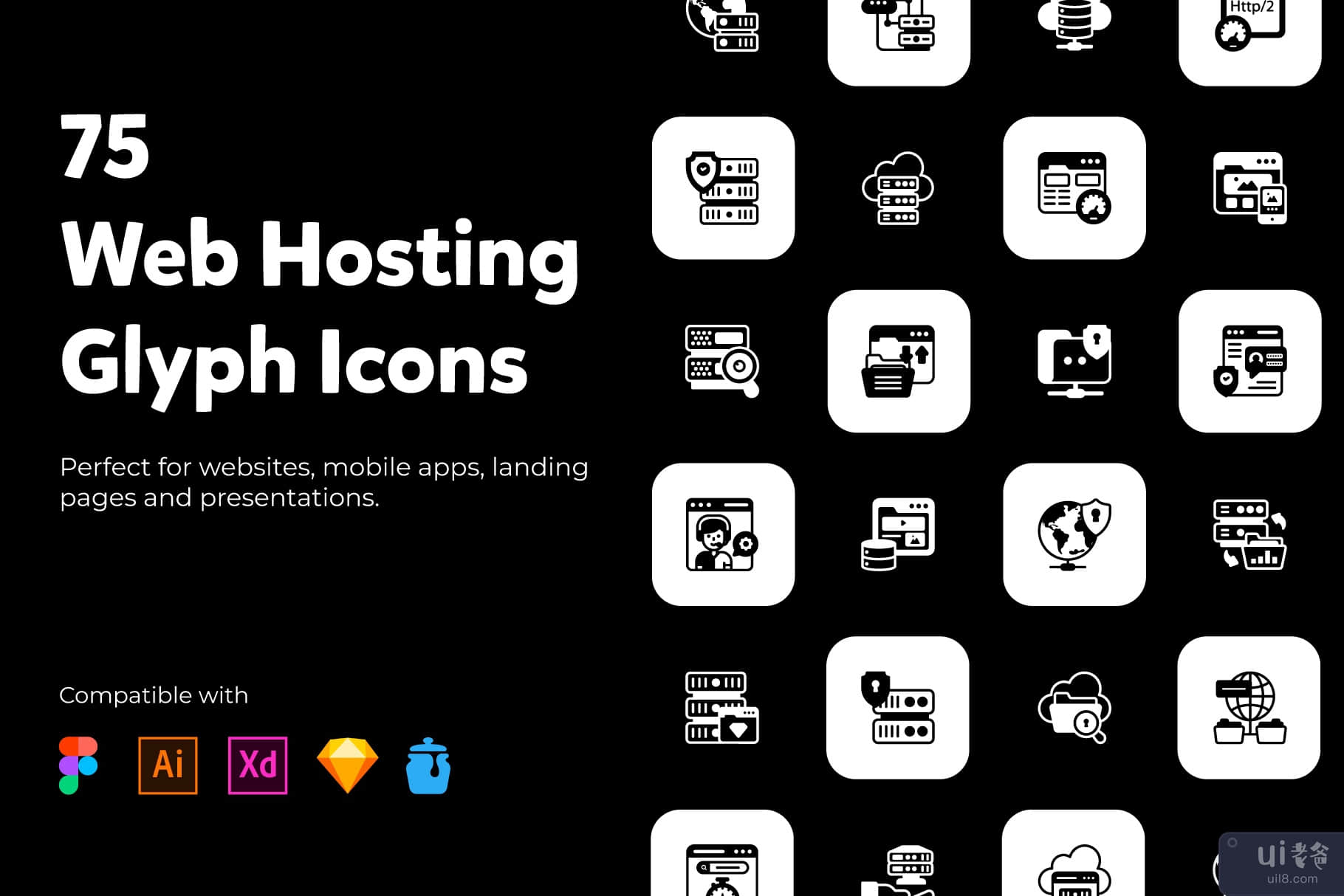 现代填充风格的 Web 托管 图标(Web Hosting Icon in Modern Filled Style)插图6