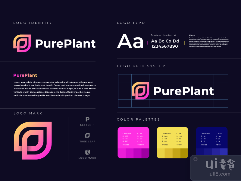 P + Leaf _ Pure Plant logo design