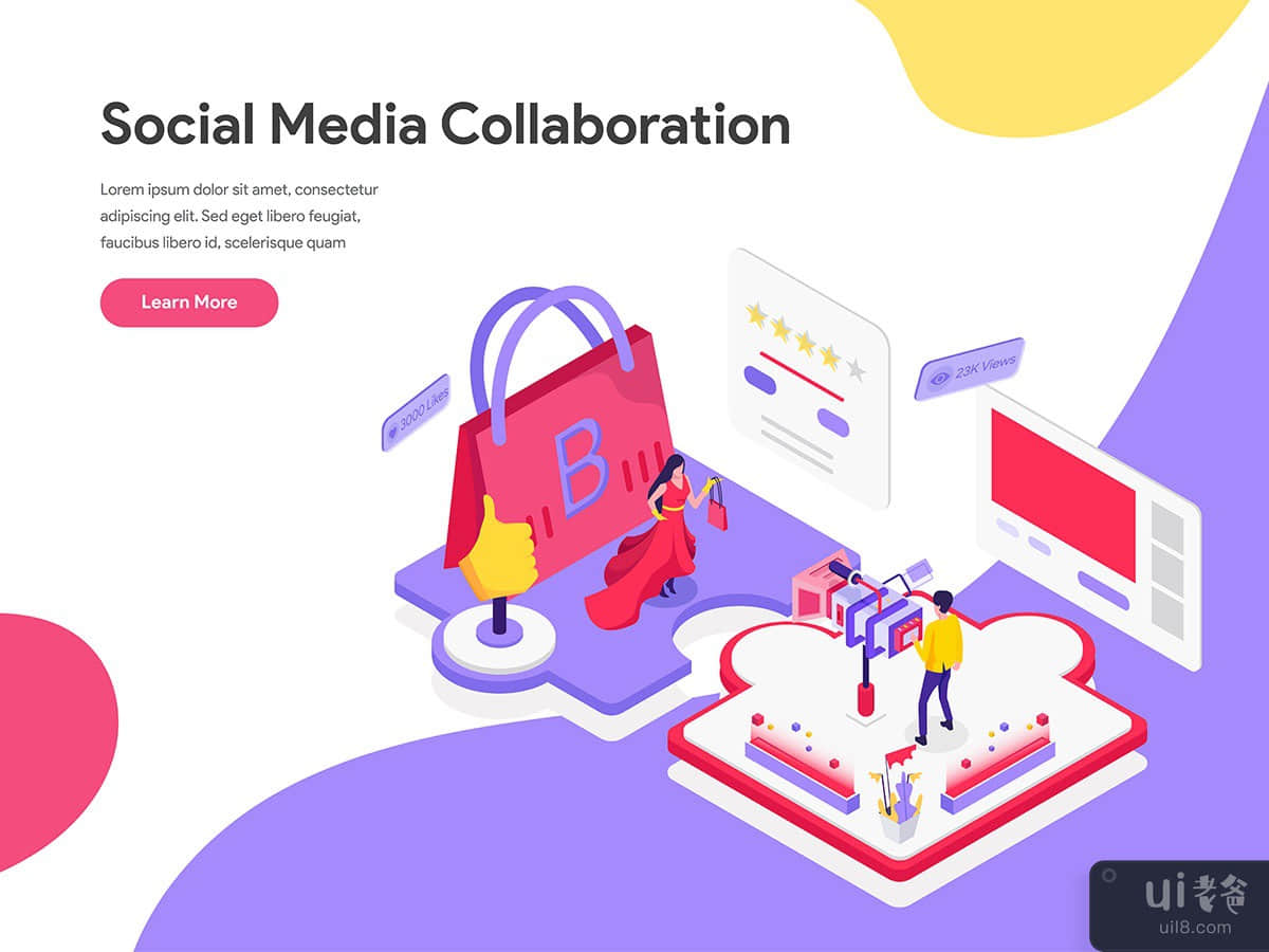 Social Media Collaboration Isometric Illustration