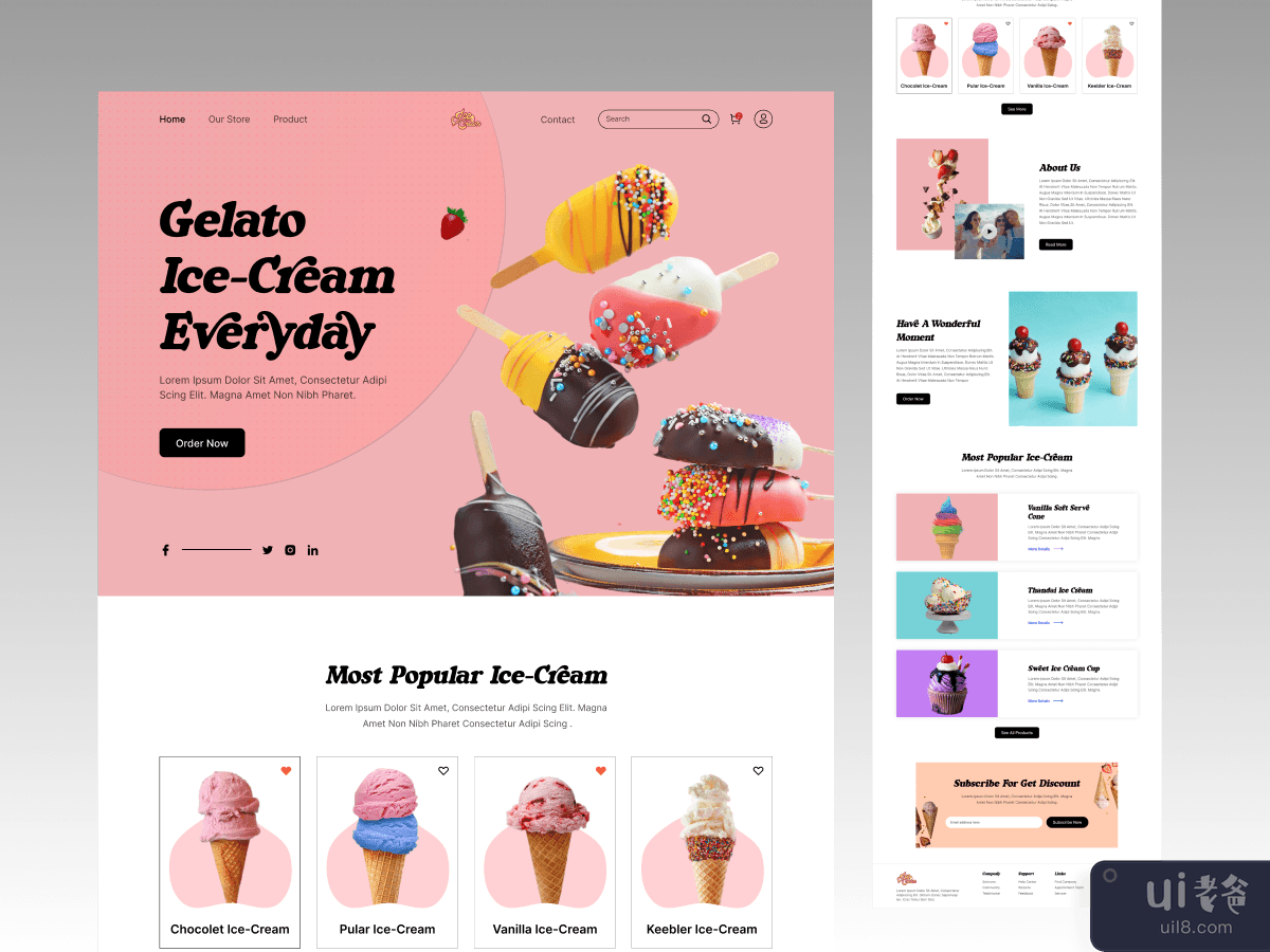 冰淇淋登陆页面(Ice-Cream Landing Page)插图