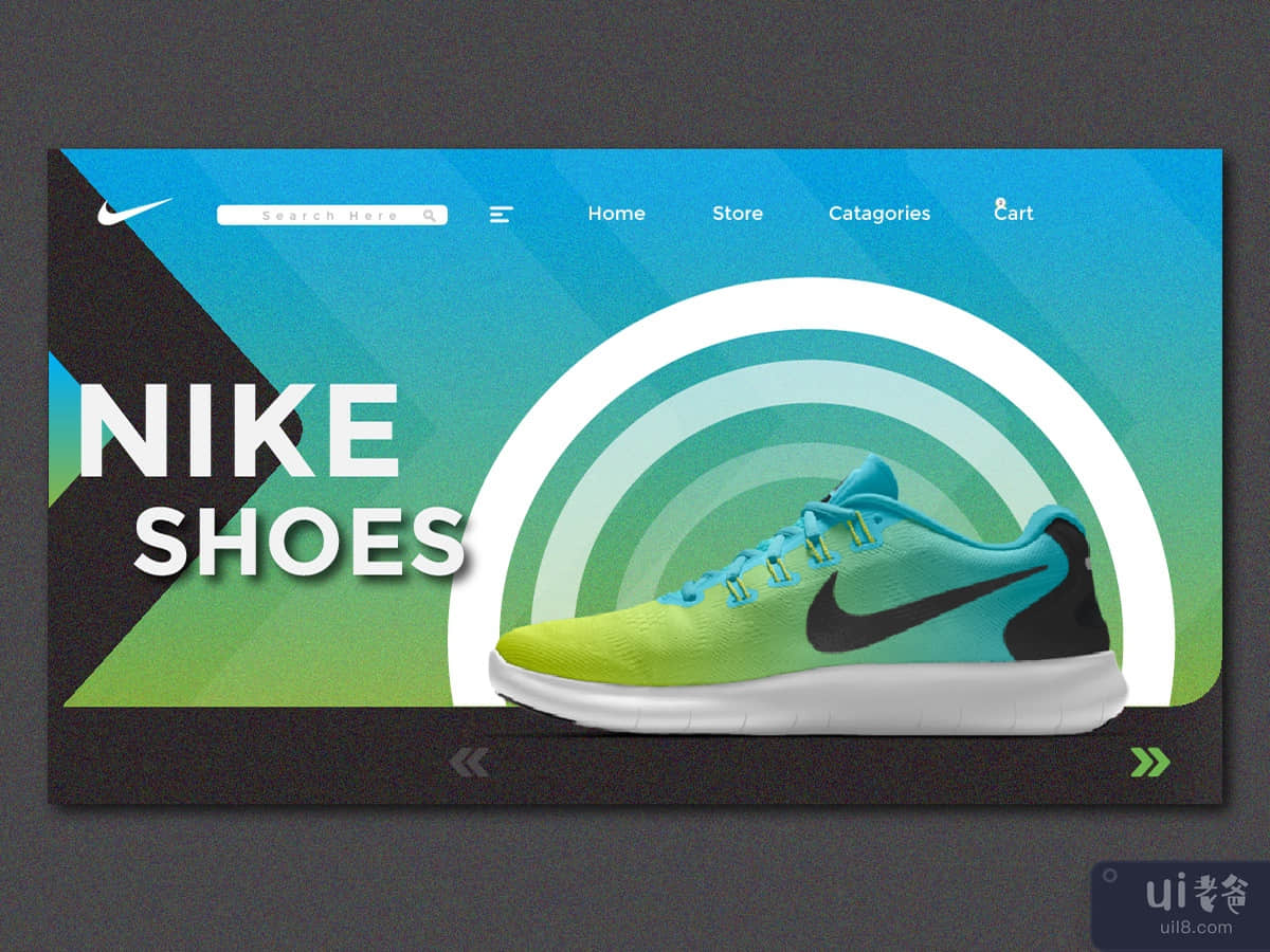 Nike E-commerce homepage template for website or landing page design