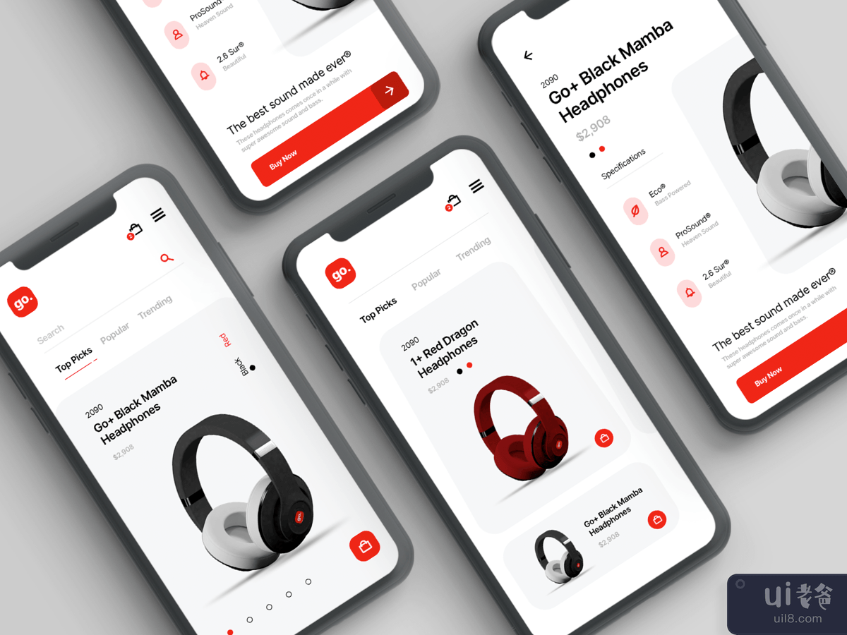 耳机电商应用设计(Headphones Ecommerce App Design)插图