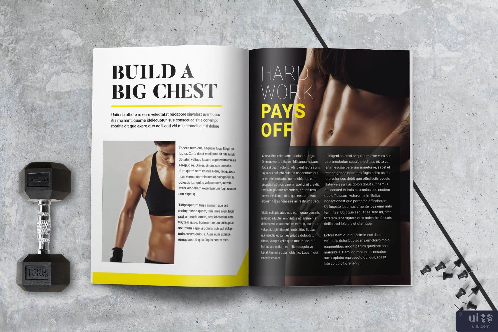 健身双折宣传册模板(Fitness Bi fold Brochure Template)插图10