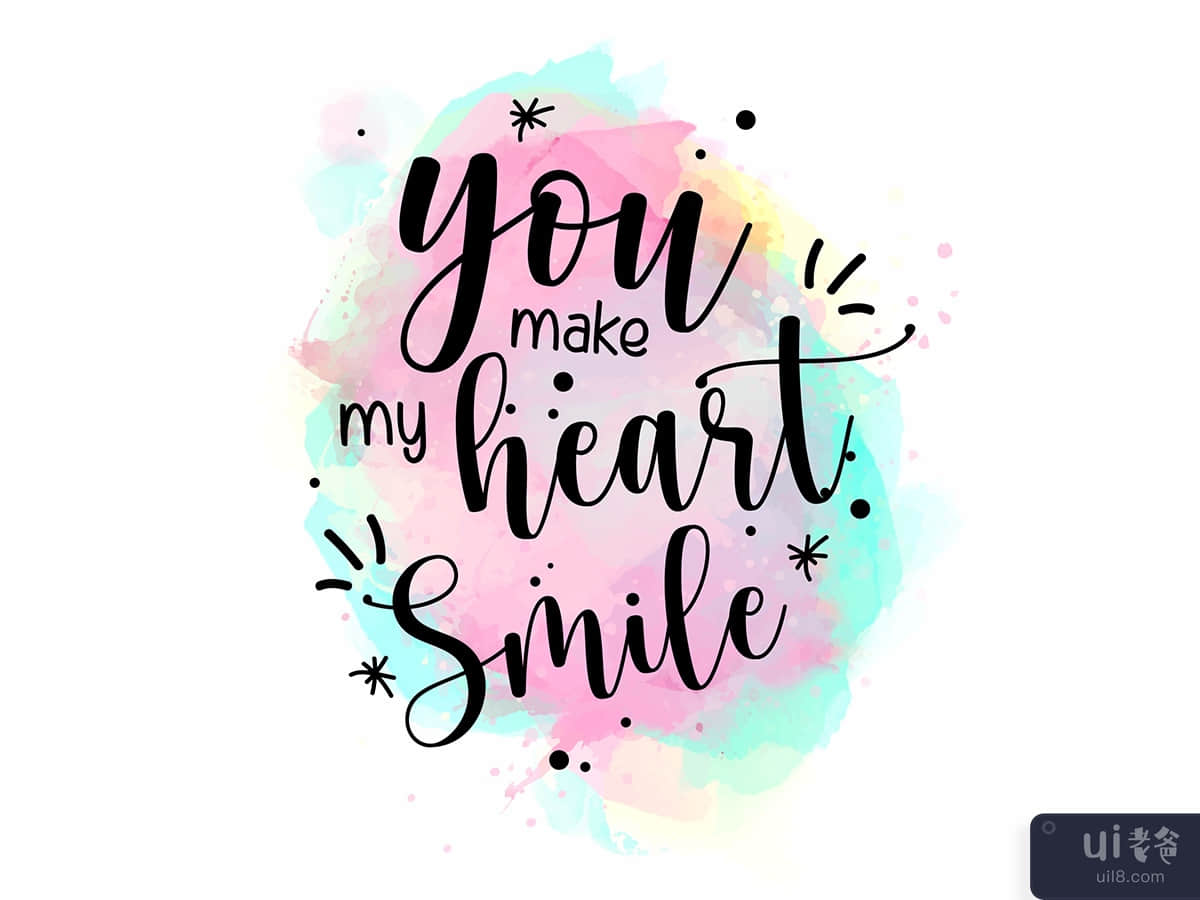 Valentine motivational lettering quote background hand drawn watercolor design